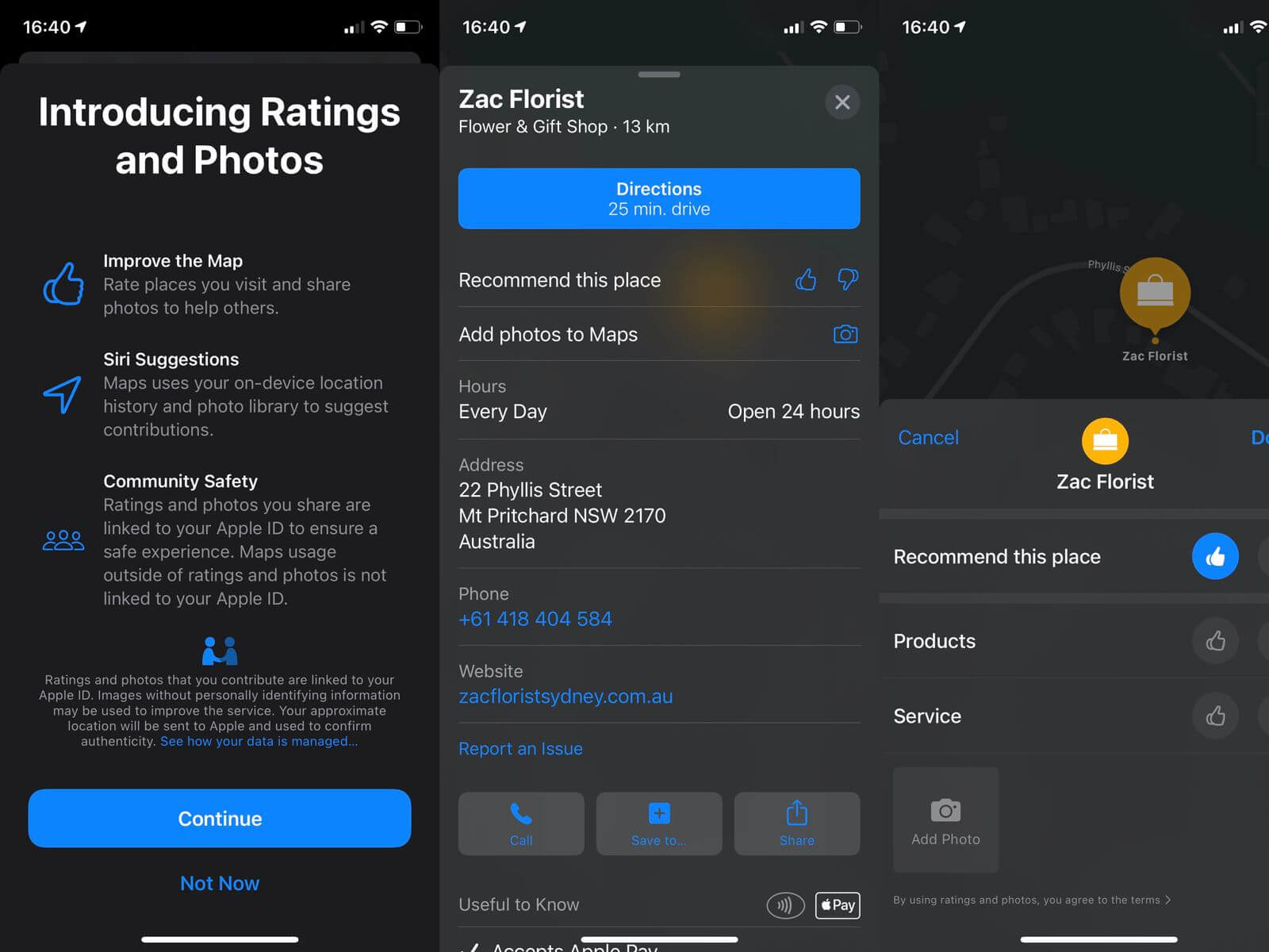 Apple Maps Ratings and Photos