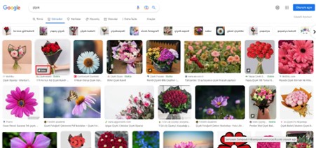 google çiçek görseli araması